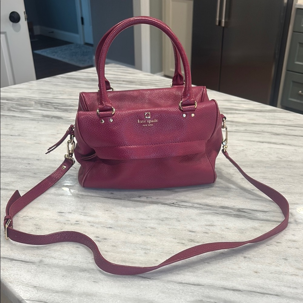 Kate Spade Red Satchel with Gold Accents